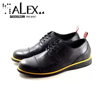 【Dogyball】Alex 簡約學院風牛津休閒鞋 透氣頭層皮革 簡單線條41黑色