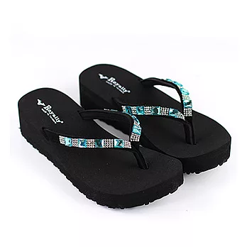 ◤Green Phoenix◥方形壓克力鑽海灘夾腳拖鞋40藍色