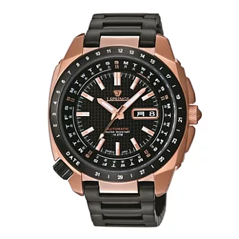 【J.SPRINGS】Retro Future自動上鍊機械錶款 (黑/玫瑰金 JSBEB071)