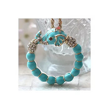 Kenneth Jay Lane 好萊塢巨星名媛最愛 白鑽立體大象放大鏡鑲K金長項鍊(亮藍)