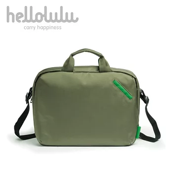 Hellolulu 多功能筆電側背包-橄欖綠