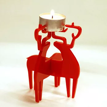 樂活燭巢 台灣梅花鹿燭台/紅色紅