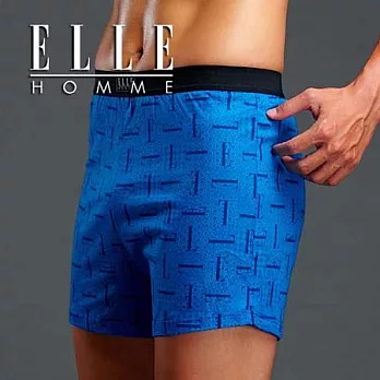 ELLE HOMME時尚印花logo平口四角褲/男內褲-藍《超值三件組》M藍色