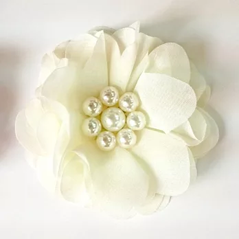 Cutie Bella Pearl Chiffon Flower 髮夾-Ivory
