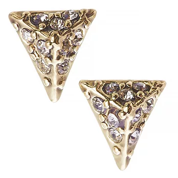 House of Harlow 1960 Sea Stones Studs 細緻水晶 立體金字塔 三角形 古董金耳環