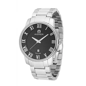 【AIGNER】愛格納PADUA系列簡約羅馬數字男錶款 (銀/黑 AGA24020)