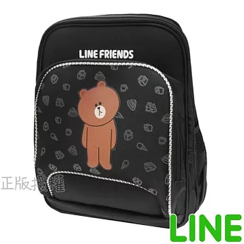 【LINE FRIENDS】㊣版授權 日式EVA護背三層後背書包(三色)黑色熊大款