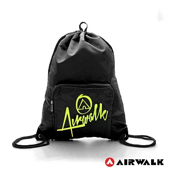 AIRWALK - 輕便束口袋 無拘無束 自由出走輕便束口後背包-綠字黑