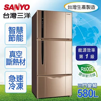 【SANYO台灣三洋】580L三門直流變頻冰箱/SR-A580CV3