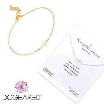 Dogeared 十字架 小墜橫式 Faith basic cross金色許願手鍊