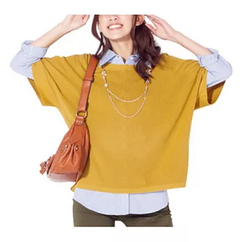 【cecile大尺碼】率性襯衫罩衫項鍊三件組2XL芥末黃