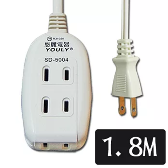 悠麗 一體成型二孔三插座電源延長線 11A 6尺 SD-5004-06-11A