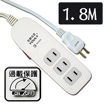 悠麗 旋轉一開關四插座過載保護電源延長線 6尺 SD-1421-06