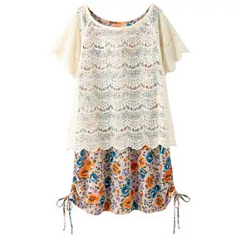 【cecile】透膚蕾絲罩衫上衣兩件組2XL白色系