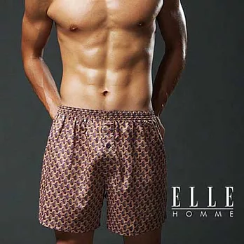 ELLE HOMME 平織開釦印花平口褲《超值3件組》 灰橘色L灰橘色