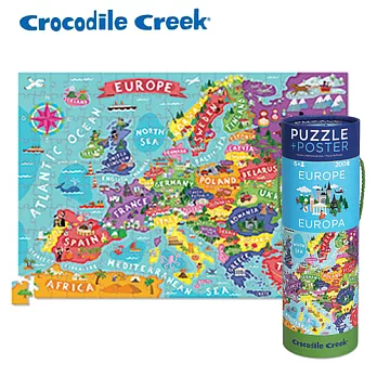 【美國Crocodile Creek】2合1海報拼圖系列-歐洲地圖