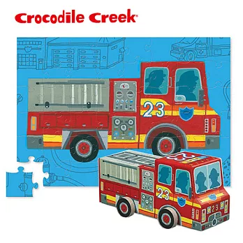 【美國Crocodile Creek】汽車造型盒拼圖系列消防車