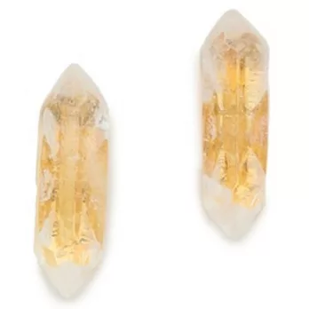 House of Harlow 1960 鑲嵌水晶柱 立體金色耳環 Crystal Point Station Studs