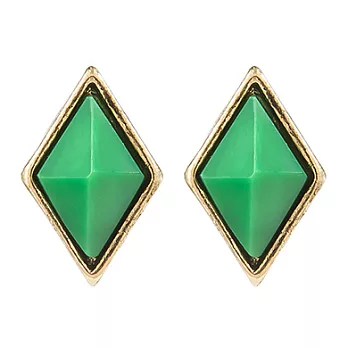 House of Harlow 1960 寶石綠 菱形鑽石切割 金色耳環 Diamond Shaped Studs