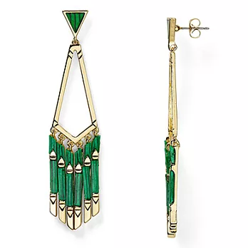 House of Harlow 1960 寶石綠 流蘇造型 金色耳環 Fringe Earrings