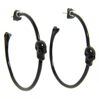 Wildfox Couture 美國品牌 立體骷髏頭 C型 黑色造型耳環