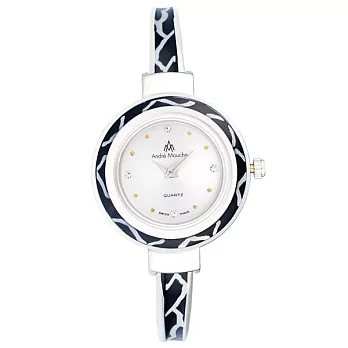 【ANDRE MOUCHE】雪蓮錶 優雅風情晶鑽錶 (黑/銀)