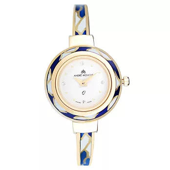 【ANDRE MOUCHE】雪蓮錶 優雅風情晶鑽錶 (藍/珍珠白/金)
