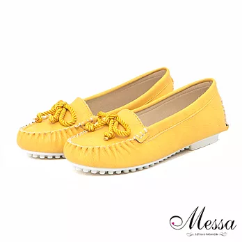 【Messa米莎】(MIT)童心未泯趣味蝴蝶結平底包鞋38黃色