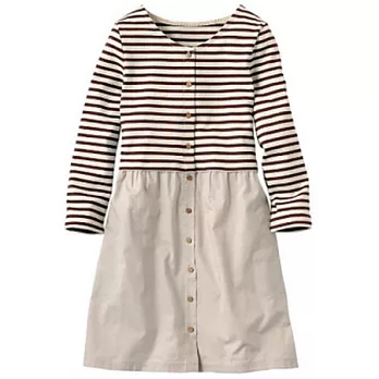 【cecile】純淨風格橫條紋純棉拼接洋裝 2XL棕色