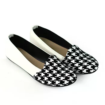 Green Phoenix千鳥格拼接輕便懶人休閒鞋24白黑