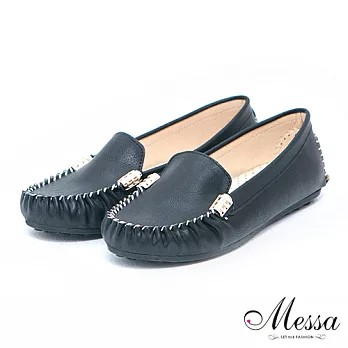 【Messa米莎】(MIT)簡約好感度素面金屬平底包鞋36黑色