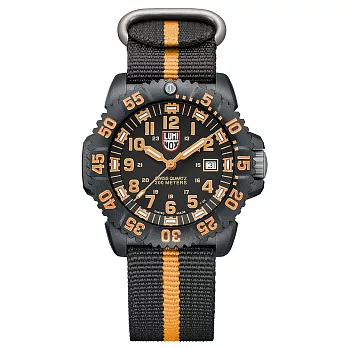 LUMINOX 海豹部隊指標經典尼龍帶腕錶-黑x橘時標/44mm