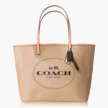 COACH PVC防水材質素面肩背托特包_米色