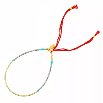 SHASHI 美國品牌 Mary Bracelet 微顆粒礦石 銀珠珠幸運手鍊 可調式~嫩黃/亮紅