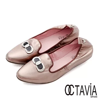 【OCTAVIA】法式香頌 鑽飾淑女平底鬆緊樂福休閒鞋 - 淺金36淺金