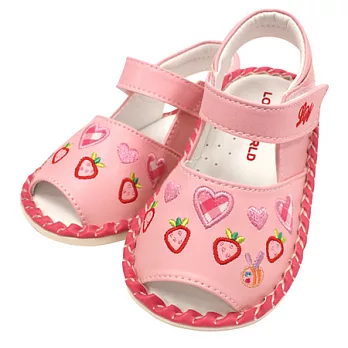 【愛的世界】LoveWorld甜蜜草莓園寶寶鞋/涼鞋-台灣製-13粉紅色