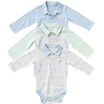 【奇哥】PUP POLO領包屁衣3入組 -6M藍綠