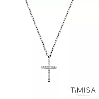 TiMISA《絢麗十字》純鈦項鍊(二色)白鑽