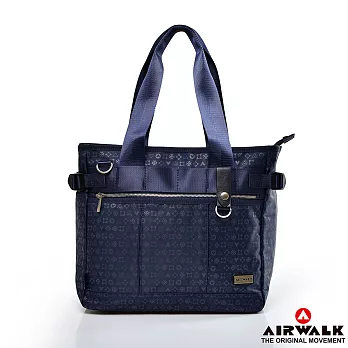 【美國 AIRWALK】經典滿版LOGO質感側肩包-丈青藍