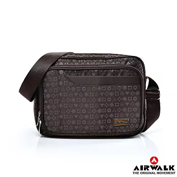 【美國 AIRWALK】經典滿版LOGO質感斜肩包 -質感咖