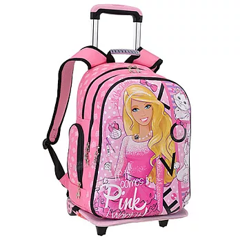 芭比Barbie 立體蛋殼拉桿包-桃紅