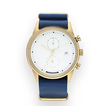 HYPERGRAND - MAVERICK CHRONO NAUTICAL BLUE LEATHER / 冷鋼雙眼計時系列 - 航海藍皮革手錶 (拋光金)