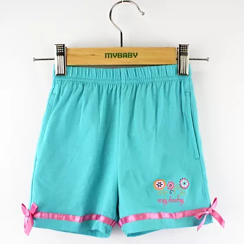 【愛的世界】MY BABY小花兒氣質鬆緊帶短褲/3~4歲-台灣製-100土耳其藍色