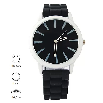 《GENEVA》610W 白色甜心-原宿簡約馬卡龍(第五代) 大錶盤腕錶(黑-黑底)