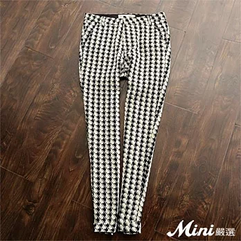 長褲 春夏氣質千鳥格棉麻百搭長褲-Mini嚴選-L*
