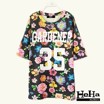 上衣 個性數字印花短袖T恤 二色-HeHa-FREE(黑色)