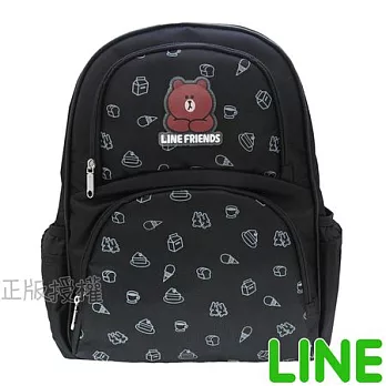 【LINE FRIENDS】㊣版授權 減壓俏皮護背後背書包(二色)黑色