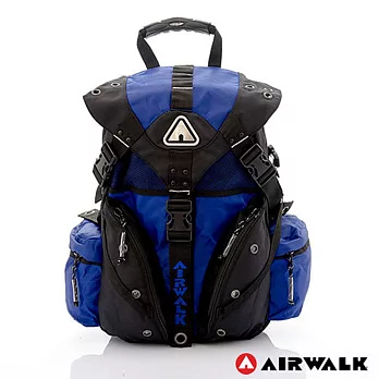 【美國 AIRWALK】 雙色重裝備感三叉釦後背包 -丈青藍