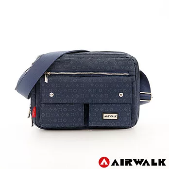 【美國 AIRWALK】 隨身寶 防潑水百搭口袋側背中包 -丈青藍