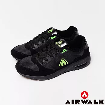 【美國 AIRWALK】情侶雙彩 超彈氣墊雙料輕量慢跑運動鞋 -男-8神祕黑